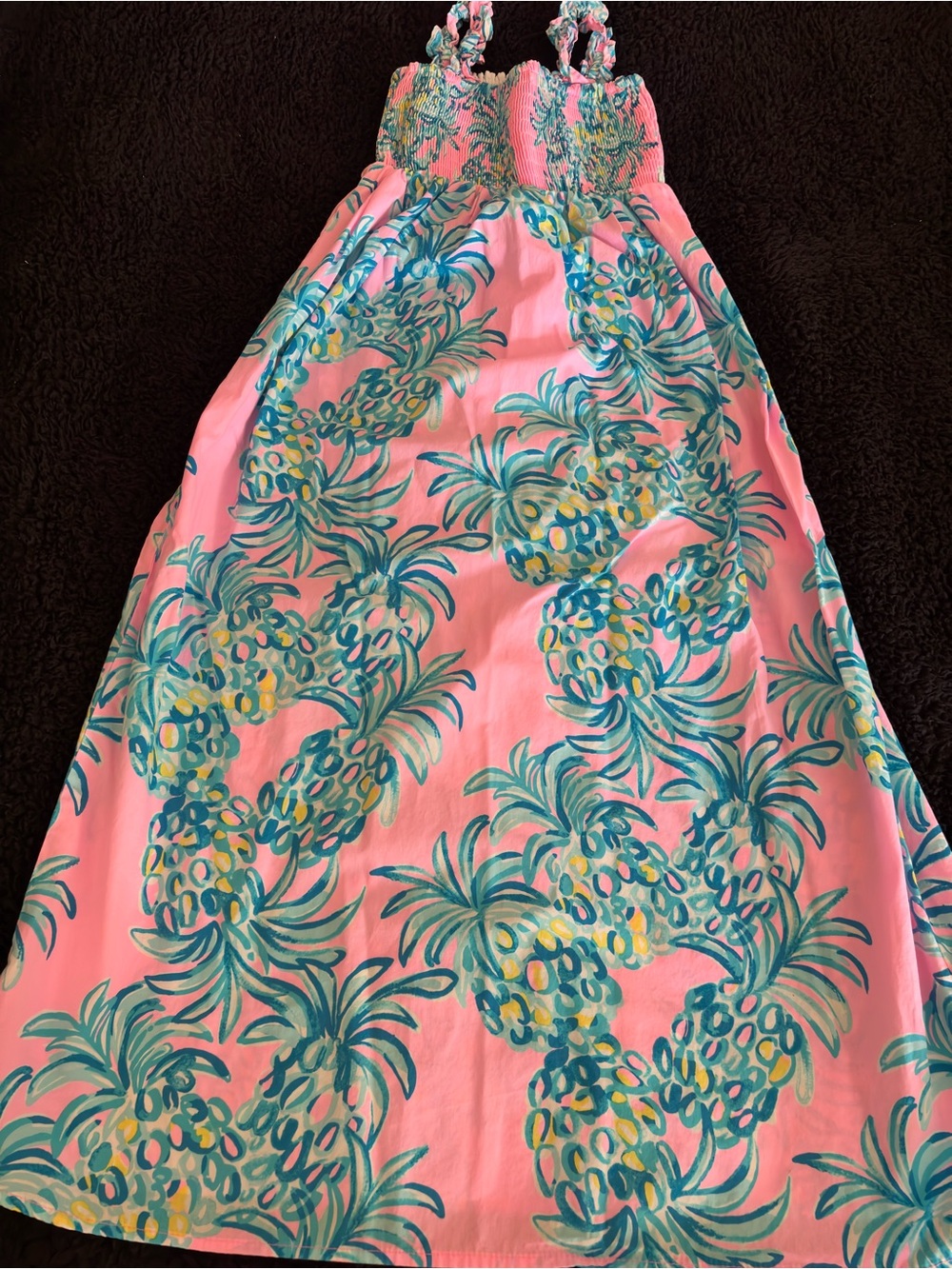 Sz 8 girl Lilly Pulitzer Pink Pineapple Print maxi Dress